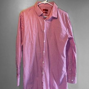 Hugo Boss Men's Slim Fit Check Dress Shirt Size 16.5"  Pink